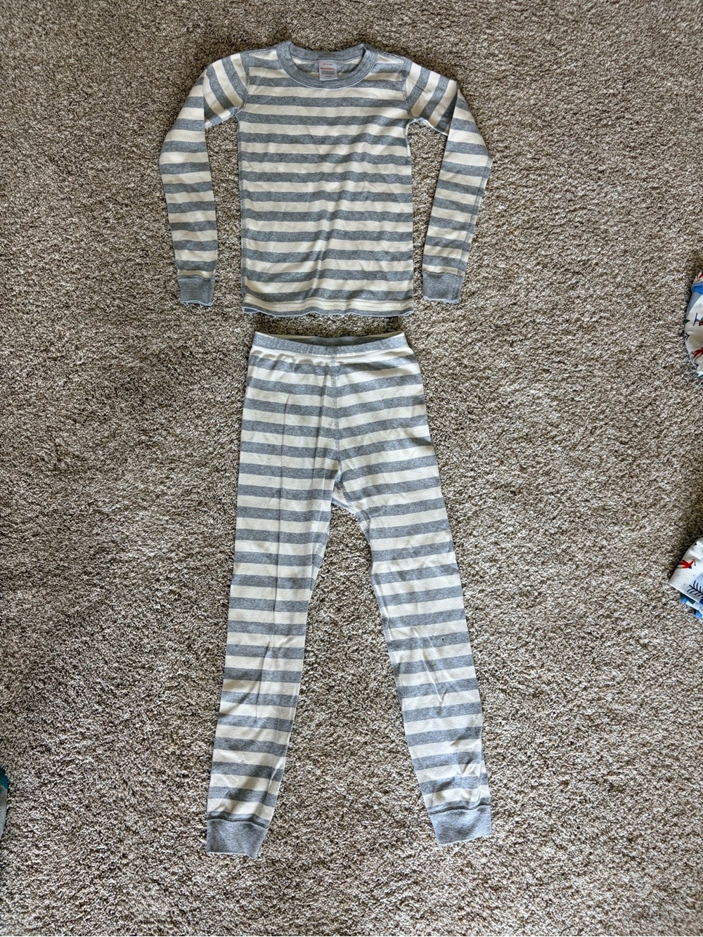 Hanna Andersson Gray & Cream Striped Long Sleeve Pajama Set